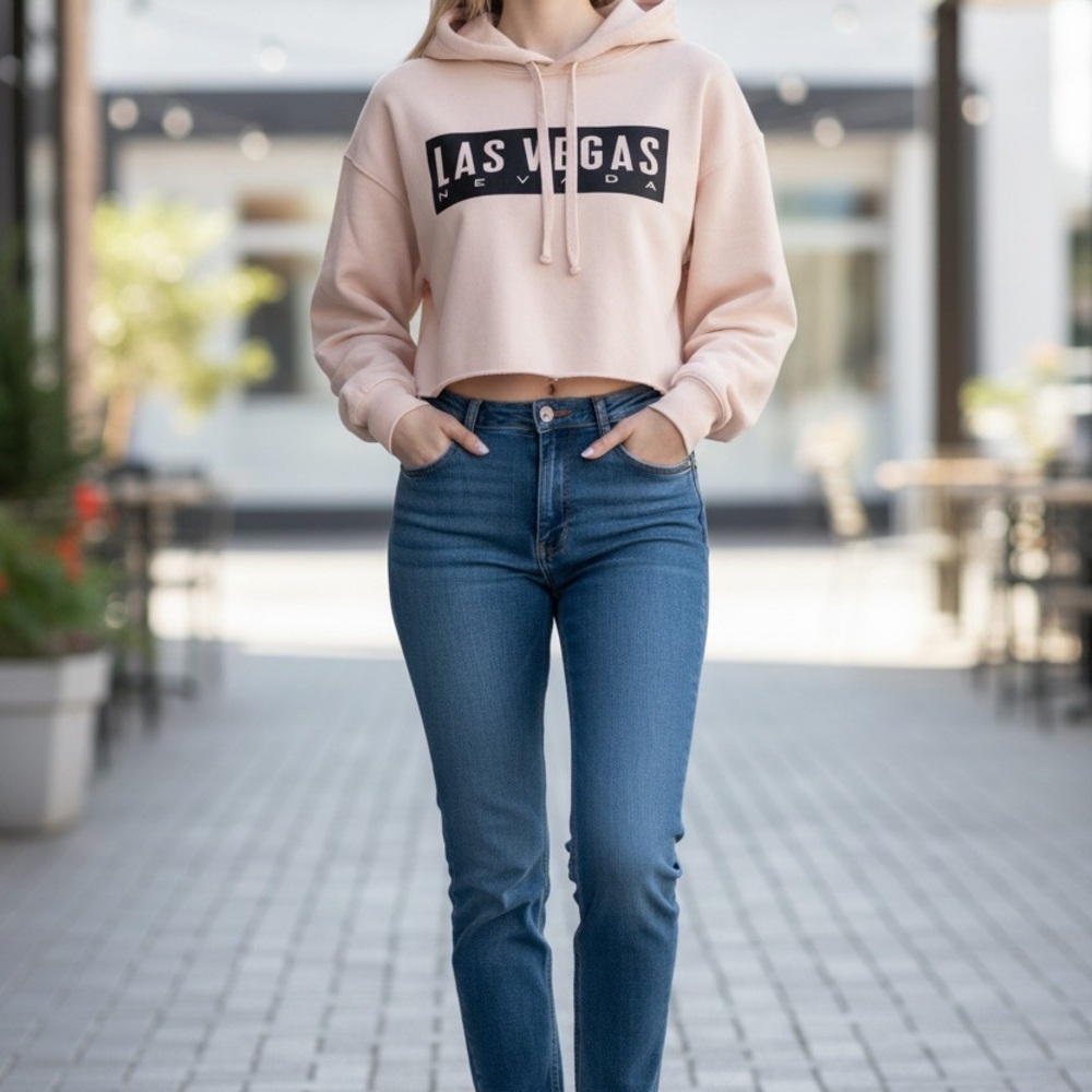 Las Vegas Graphic Women's Hoodie in Cream